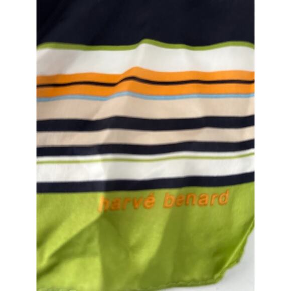 Harve Benard Vintage Scarf Women's Blue Green Striped Oblong 10" x 53" Rectangle - Picture 3 of 6